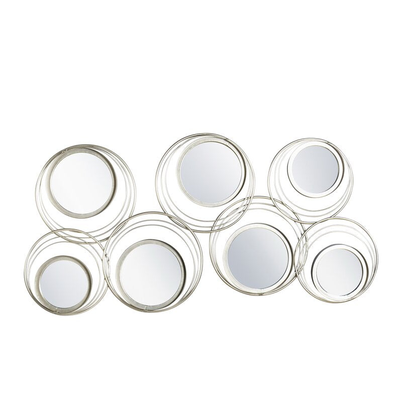 Silver Fulcher Metal Modern Beveled Accent Mirror SB2094