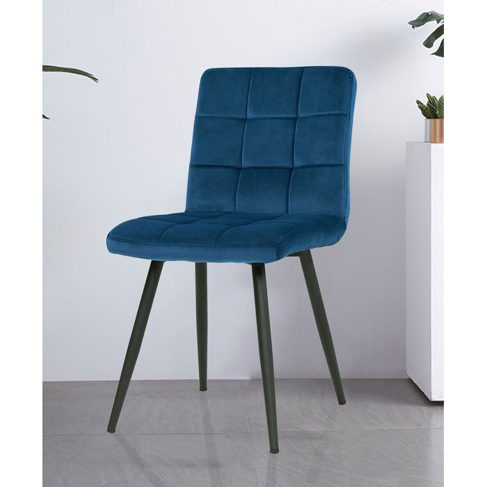 SET OF 4 Furst Tufted Velvet Upholstered Side Chair Blue #831HW