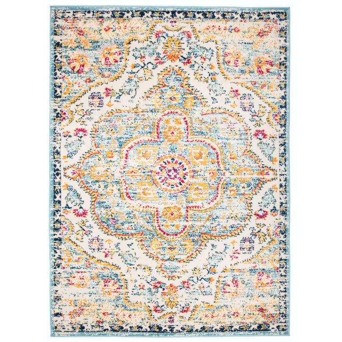 Furtado Abstract Area Rug in Blue/Yellow, Rectangle 3'3