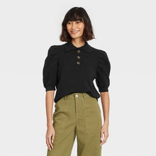 Load image into Gallery viewer, Women&#39;s Puff Elbow Sleeve Collared Neck Pullover Sweater
