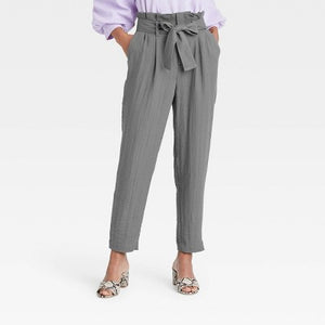 Women's High-Rise Paperbag Ankle Pants