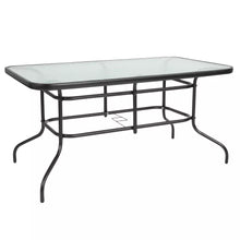 Load image into Gallery viewer, 31.5&quot; x 55&quot; Rectangular Tempered Glass Metal Table with Umbrella Hole
