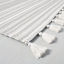 Load image into Gallery viewer, Pick Stitch Textured Stripe with Tassel Rug Jet Gray - Hearth &amp; Hand™ with Magnolia 4184RR
