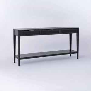 East Bluff Woven Drawer Console Table Black