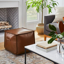 Load image into Gallery viewer, Evanston Leather Cube Pouf - Threshold™ designed with Studio McGee 634AH
