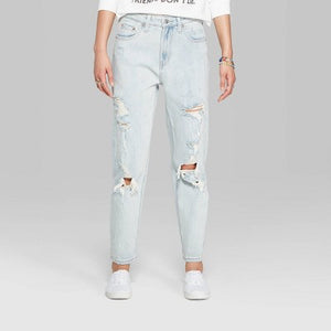 Women's High-Rise Distressed Mom Jeans