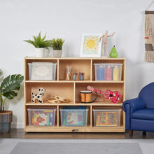 Load image into Gallery viewer, ECR4Kids Birch 5-Section Classroom Storage Cabinet with Casters, Organizer Shelf, Natural 3992RR
