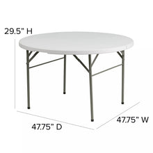 Load image into Gallery viewer, Flash Furniture 4-Foot Round Bi-Fold Granite White Plastic Banquet and Event Folding Table with Carrying Handle 635AH
