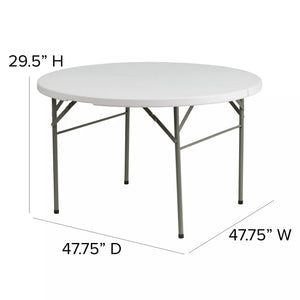 Flash Furniture 4-Foot Round Bi-Fold Granite White Plastic Banquet and Event Folding Table with Carrying Handle 635AH