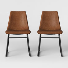 Load image into Gallery viewer, 32.7 Inches (H) x 18 Inches (W) x 23.5 Inches (D) Bowden Faux Leather and Metal Dining Chairs (Set of 2)
