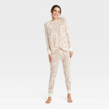 Load image into Gallery viewer, Women's Leopard Print Cozy Long Sleeve Top and Leggings Pajama Set
