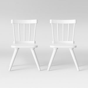 Set of Two White Wooden Kids Chairs #9465