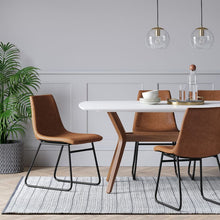 Load image into Gallery viewer, 32.7 Inches (H) x 18 Inches (W) x 23.5 Inches (D) Bowden Faux Leather and Metal Dining Chairs (Set of 2)
