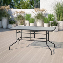 Load image into Gallery viewer, 31.5&quot; x 55&quot; Rectangular Tempered Glass Metal Table with Umbrella Hole
