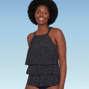 Women's Slimming Control High Neck Tiered Tankini Top