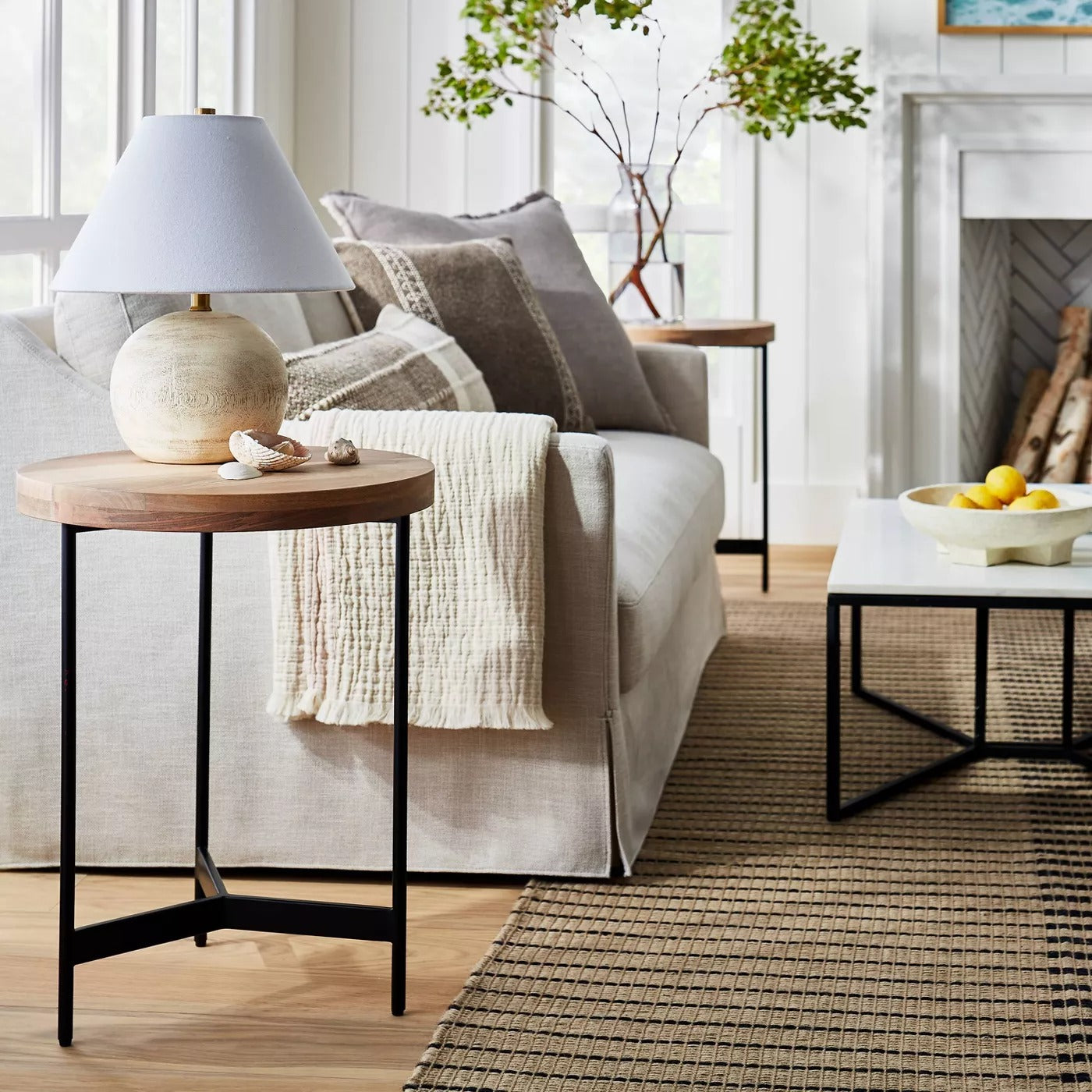 Villa Park Round Wooden End Table Brown - Threshold™ designed with Studio McGee 586AH