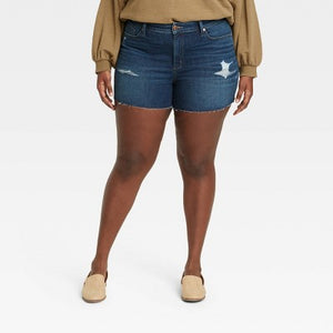 Women's Plus Size High-Rise Slim Fit Jean Shorts
