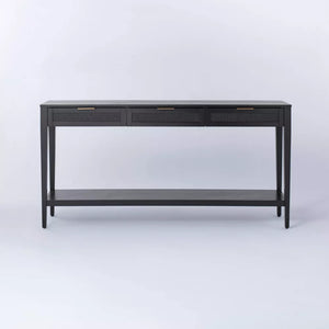 East Bluff Woven Drawer Console Table Black