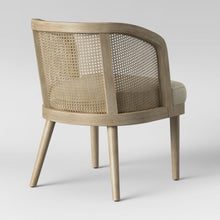 Load image into Gallery viewer, Juniper Cane and White Washed Wood Barrel Chair #CR1054

