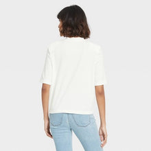 Load image into Gallery viewer, Women's Short Sleeve Crewneck Padded Shoulder T-Shirt
