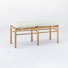 Load image into Gallery viewer, Emery Wood and Upholstered Bench with Straps Natural - Threshold™ designed with Studio McGee MRM825
