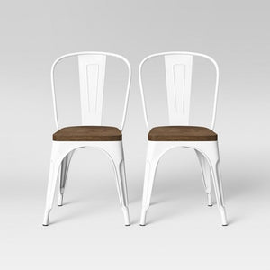 Set of (2) White High back Dining Chairs #9199