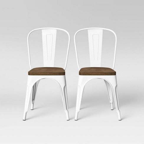 Set of (2) White High back Dining Chairs #9199