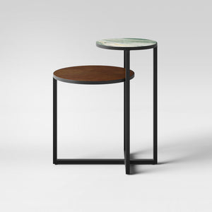 Mixed Material Marble & Metal Accent Table Black 2009