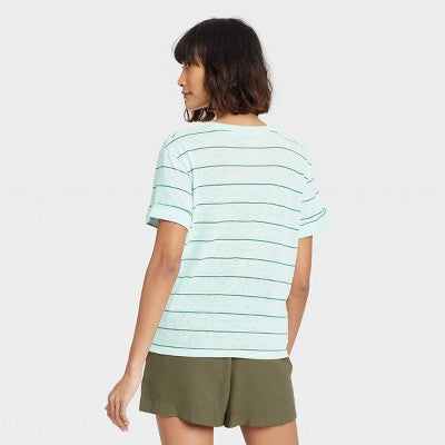 Women's Short Sleeve Linen Tshirt