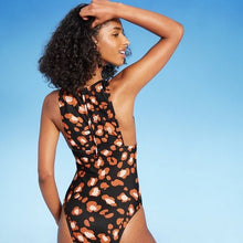 Load image into Gallery viewer, Women&#39;s High Neck Zip Back Cheeky One Piece Swimsuit
