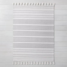 Load image into Gallery viewer, Pick Stitch Textured Stripe with Tassel Rug Jet Gray - Hearth &amp; Hand™ with Magnolia 4184RR
