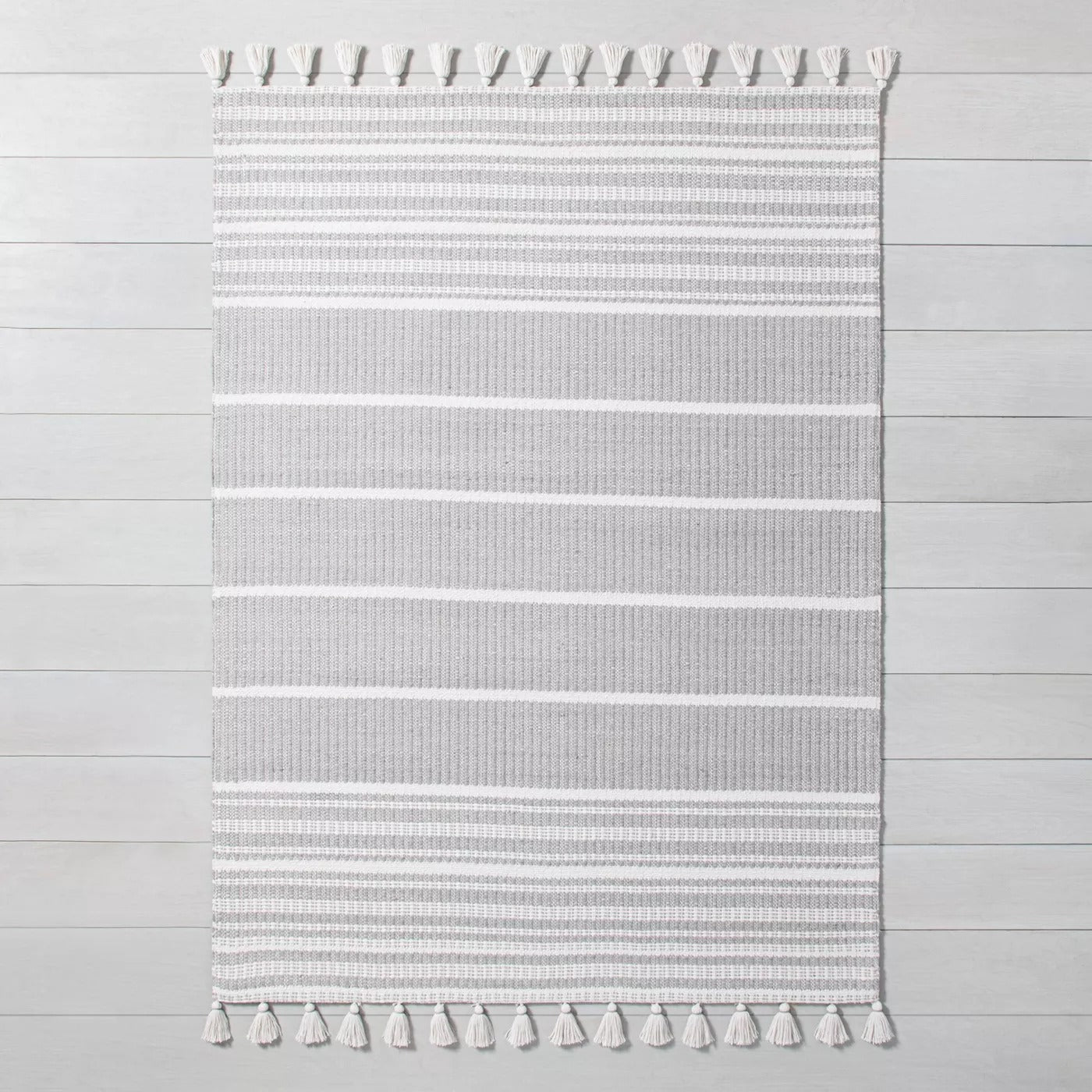 Pick Stitch Textured Stripe with Tassel Rug Jet Gray - Hearth & Hand™ with Magnolia 4184RR