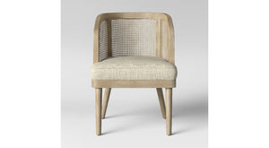 Juniper Cane and White Washed Wood Barrel Chair #CR1054