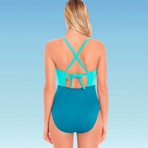 Women's Slimming Control Colorblock One Piece Swimsuit