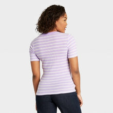 Load image into Gallery viewer, Women's Striped Short Sleeve Ribbed T-Shirt
