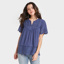 Load image into Gallery viewer, Women's Short Sleeve Eyelet Top
