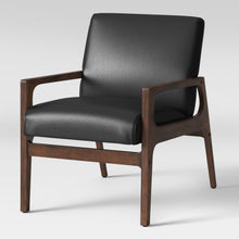 Load image into Gallery viewer, Peoria Wood Arm Chair Black Faux Leather 2004
