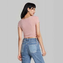 Load image into Gallery viewer, Women's Short Sleeve Scoop Neck Side Cinched Baby T-Shirt
