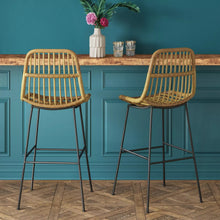 Load image into Gallery viewer, Linnet Rattan with Metal Legs Barstool Light Brown - Opalhouse™ 4014RR
