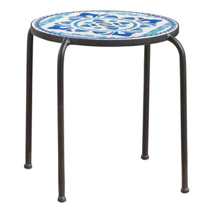 Blue & White Ceramic Mosaic Accent Table #9632