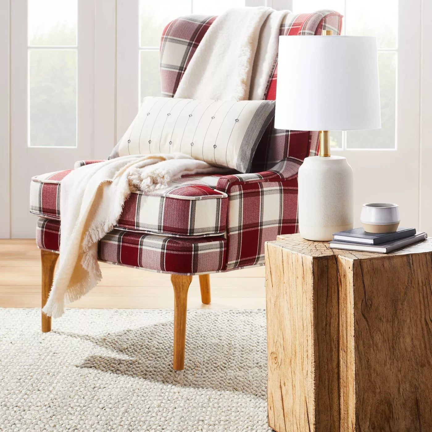 Indoor/Outdoor Faux Concrete Stump Accent Table Brown - Threshold™ designed with Studio McGee MRM1056