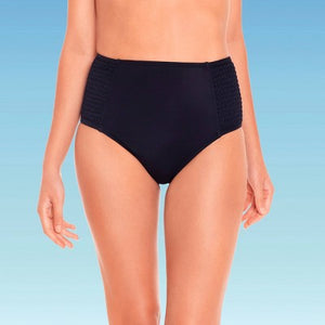 Women's Slimming Control Smocked High Waist Bikini Bottom