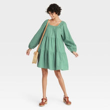 Load image into Gallery viewer, Women's Puff Long Sleeve Tiered Dress
