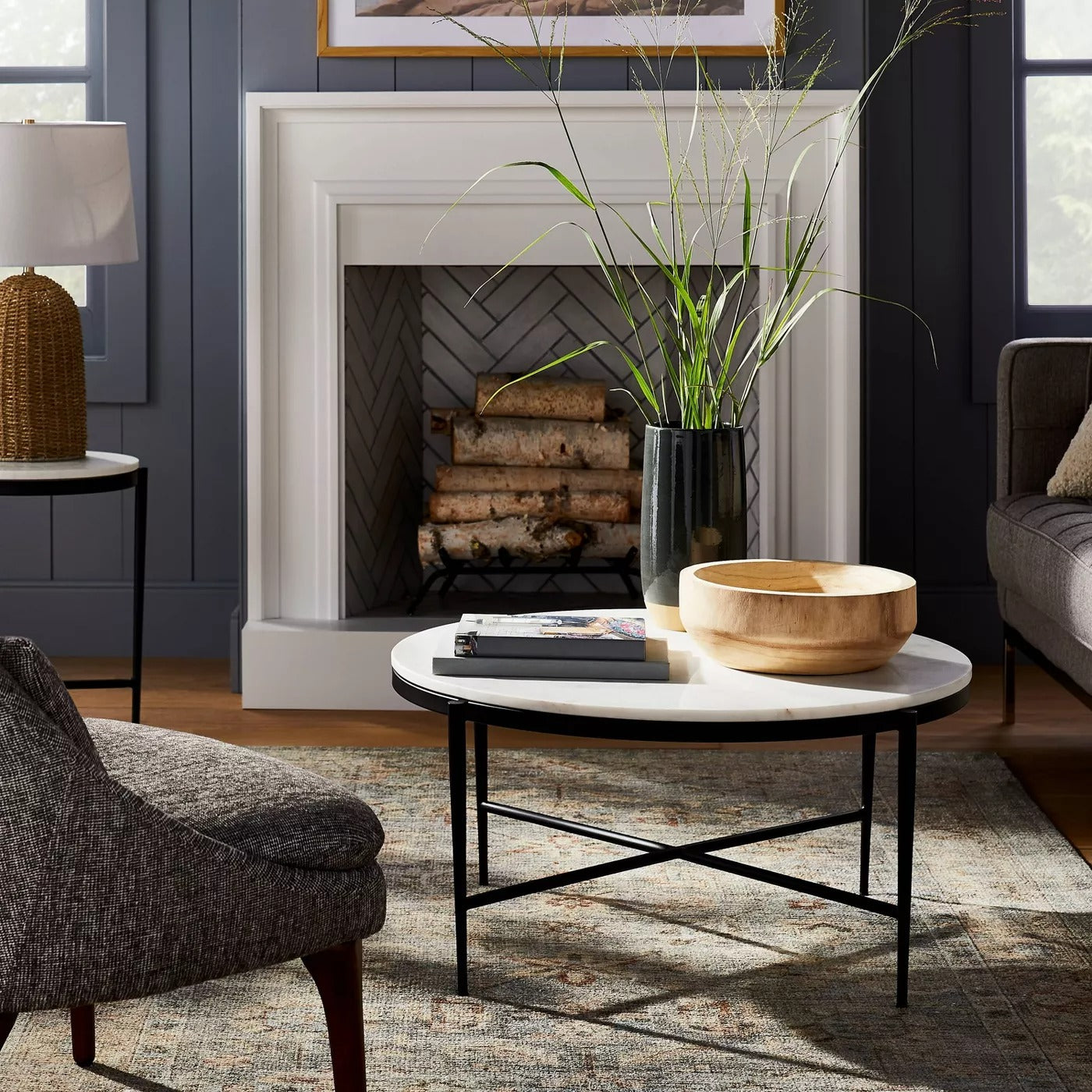 Pleasant Grove Round Marble Coffee Table White -  Studio McGee SB2182