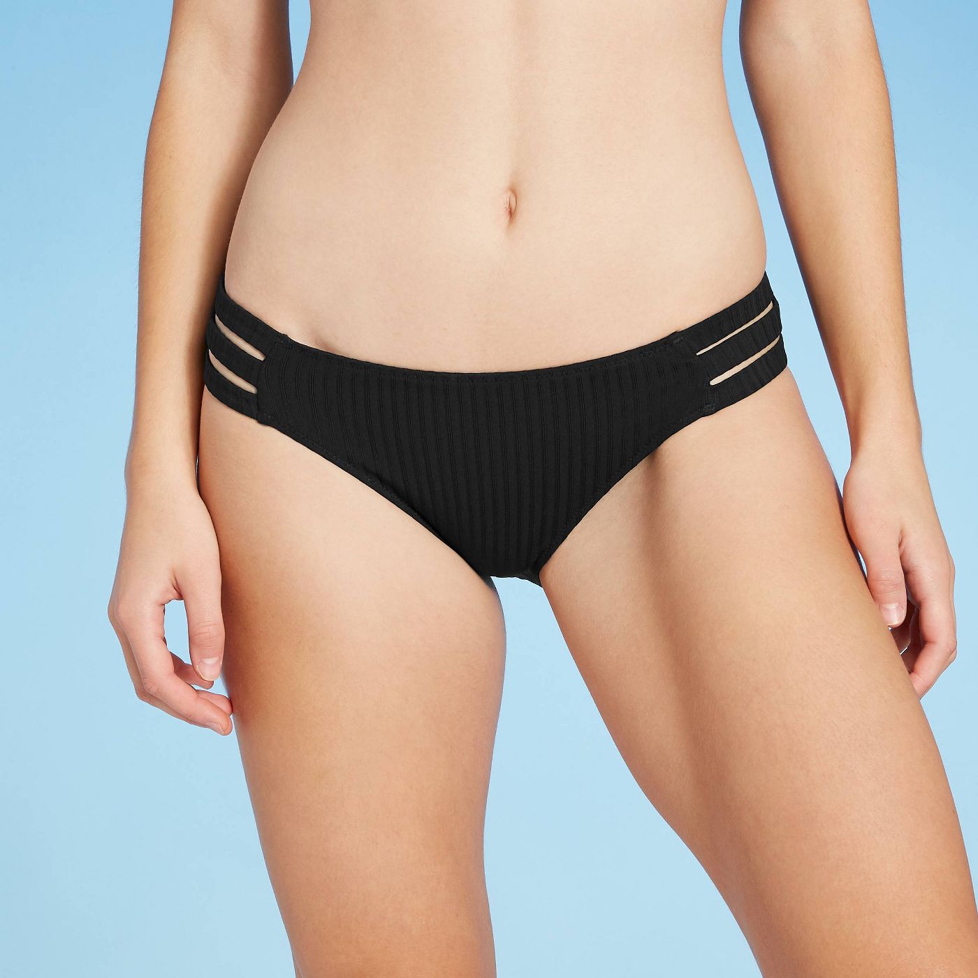 Women's Ribbed Strappy Side Cheeky Bikini Bottom TGT1007