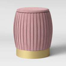 Load image into Gallery viewer, Sachsia Pleated Velvet Ottoman with Brass Base 2060
