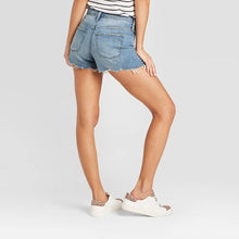 Load image into Gallery viewer, Women&#39;s High Rise Distressed Denim Shorts

