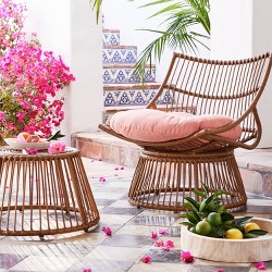 Borealis 2pc Patio Papasan Chair & Ottoman Set 7331