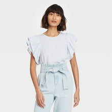 Load image into Gallery viewer, Women&#39;s Ruffle Short Sleeve Linen Top
