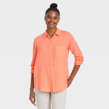 Load image into Gallery viewer, Women's Long Sleeve Gauze Button-Down Shirt
